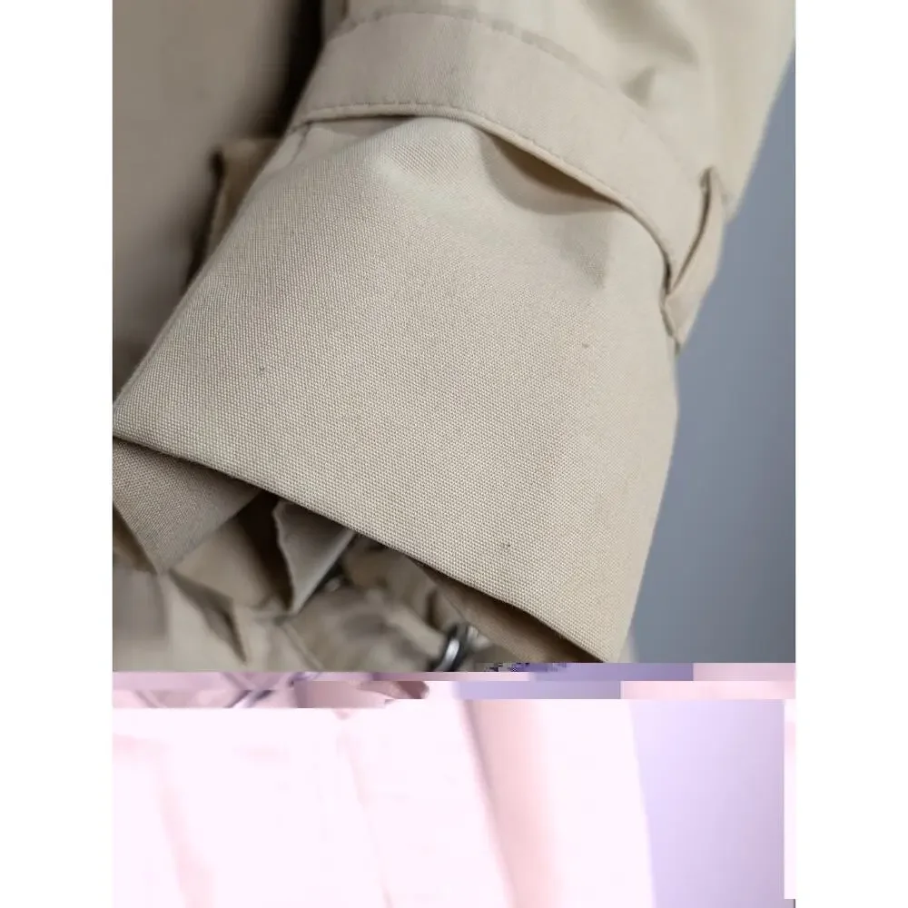 London Fog Trench Coat Womens 12 Petite Beige Tan Belted Long Rain Jacket...